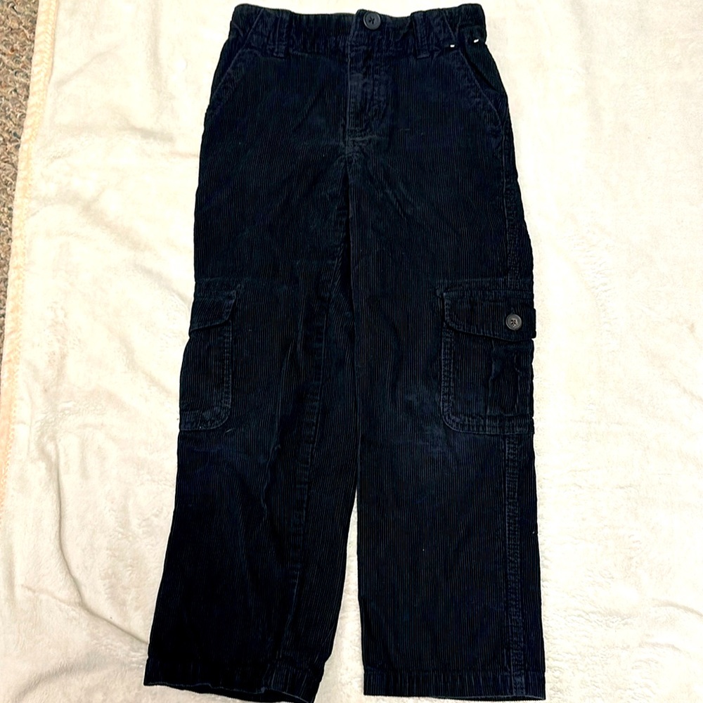 GYMBOREE BLACK CORD CORDUROY CARGO PANTS COZY 6 EUC